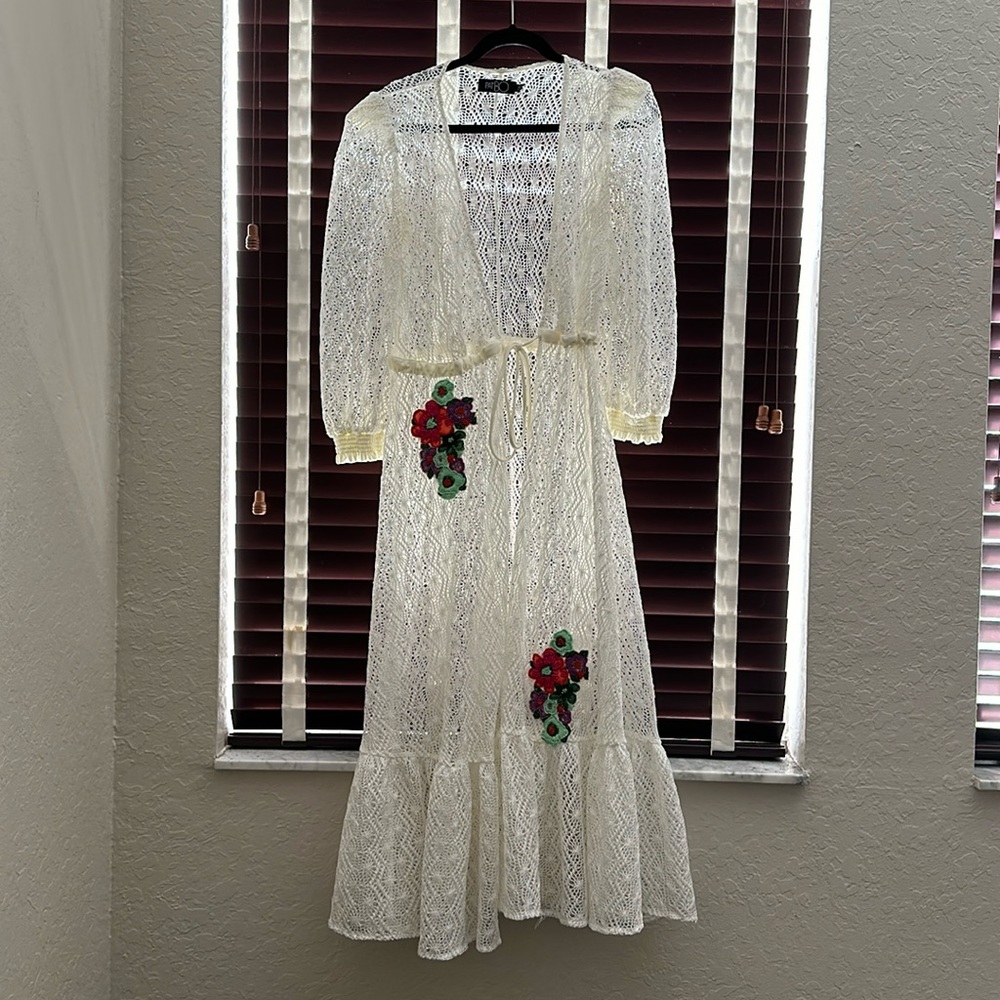 PATBO Crocheted Coverup Dress - Ivory size S